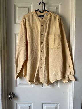 Bugle Boy Men’s Butter Yellow Collarless Button Down